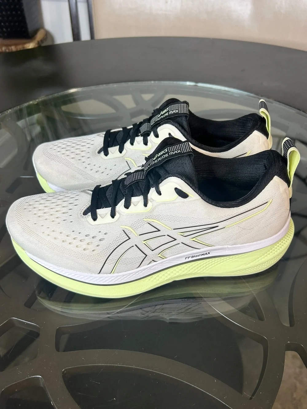 ASICS GlideRide Max White Lime Green Cushion Running Shoes Men's Size 12